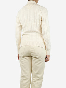 Ralph Lauren Cream cable knit belted jumper - size S