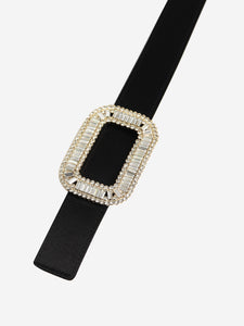 Roger Vivier Black satin bejewelled-buckle belt