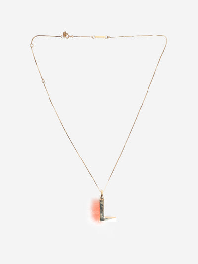 Fendi Gold fur letter 'J' pendant necklace Necklaces Fendi 