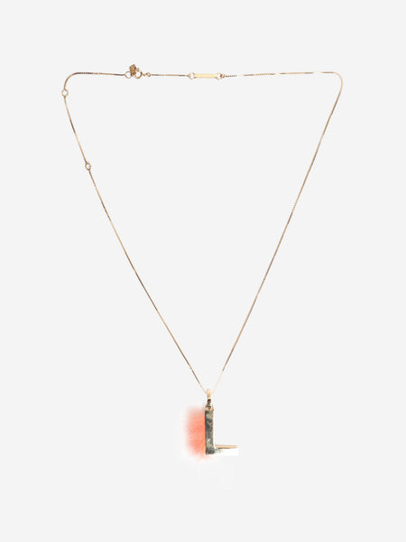Fendi Gold fur letter 'J' pendant necklace product image