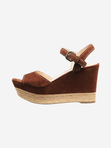 Prada Brown suede espadrille wedge sandals - size EU 37
