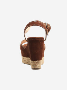 Prada Brown suede espadrille wedge sandals - size EU 37