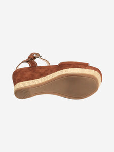 Prada Brown suede espadrille wedge sandals - size EU 37