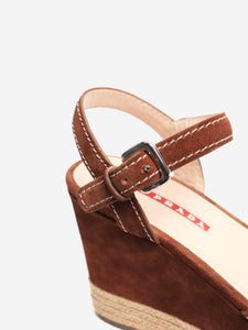 Prada Brown suede espadrille wedge sandals - size EU 37