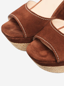 Prada Brown suede espadrille wedge sandals - size EU 37