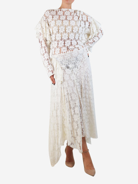Off-white floral lace maxi dress - size UK 12 product image