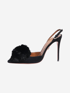 Aquazurra Black Powder puff slingback mules - size EU 37.5