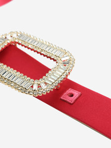 Roger Vivier Pink satin bejewelled-buckle belt