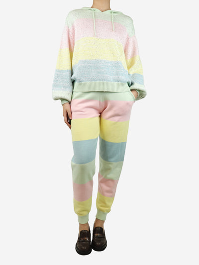 Multicolour pastel sequin knit hoodie and joggers set - size S Sets Olivia Rubin 