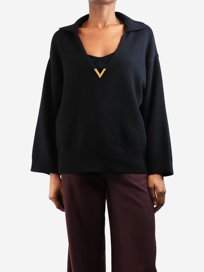 Black V-neck cashmere jumper - size XS Knitwear Valentino 