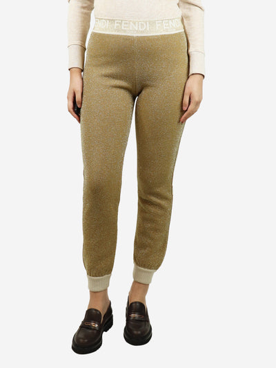 Gold metallic wool track trousers - size UK 8 Trousers Fendi 