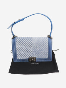 Chanel Blue 2014 medium diamond-quilted denim Boy bag