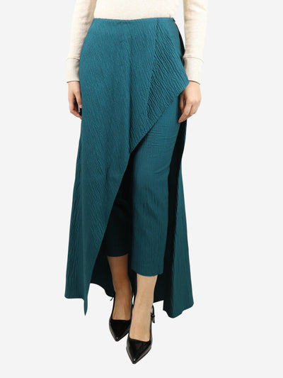 Teal crinkled asymmetric trousers - size UK 8 Trousers Hellessy 