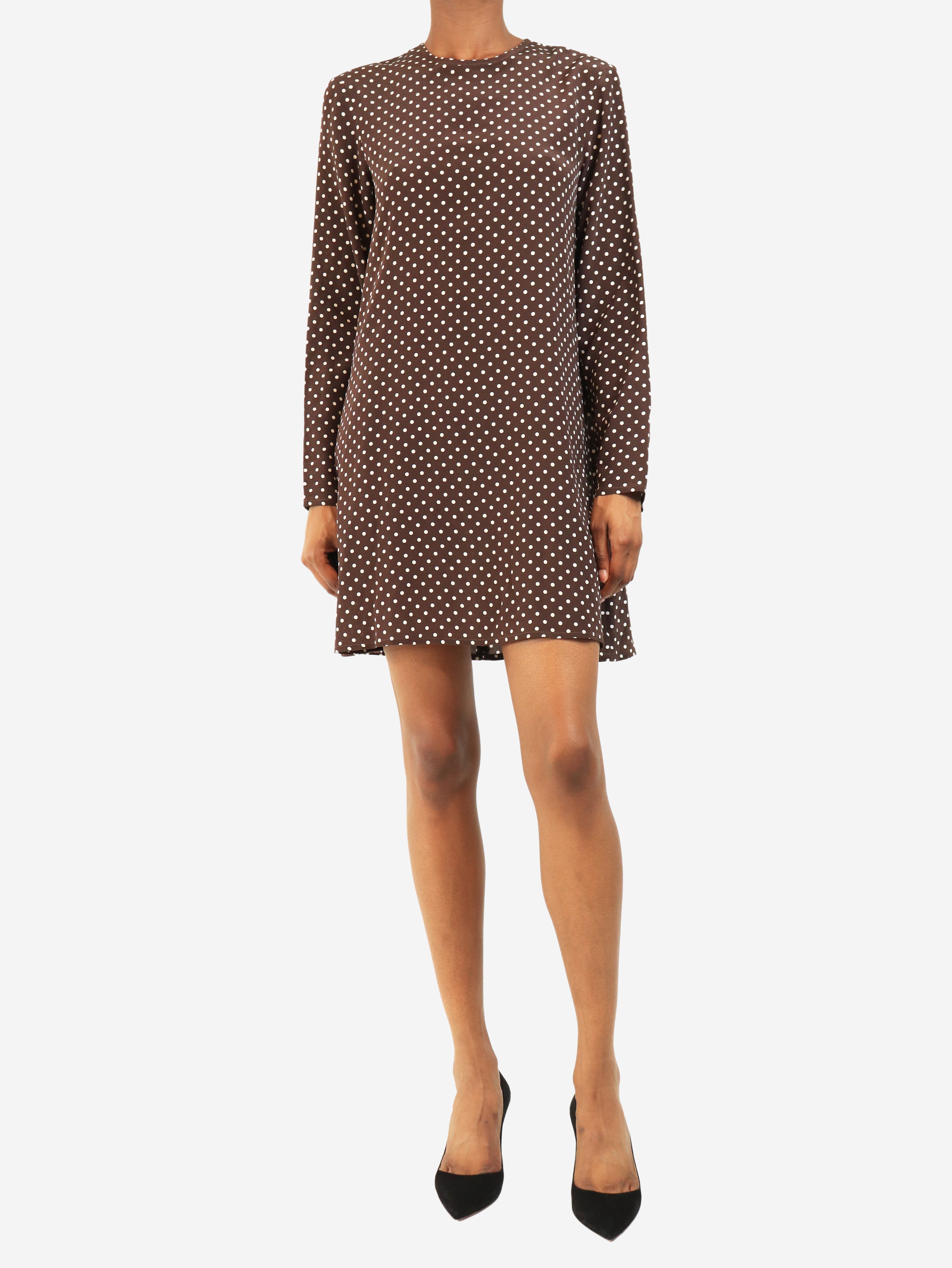 Brown polka dot mini dress - size XS