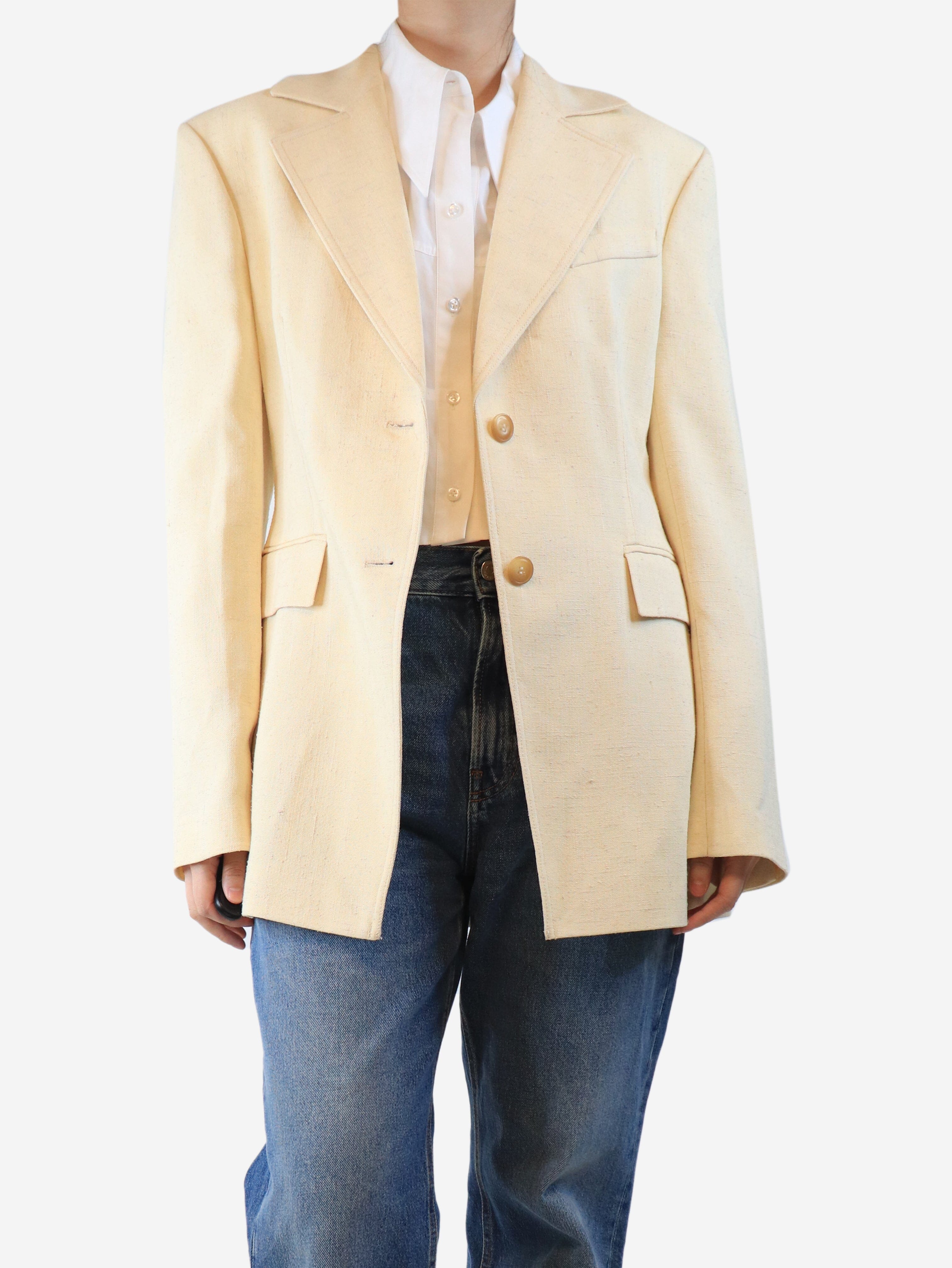 Butter yellow textured blazer - size S Coats & Jackets Nanushka 