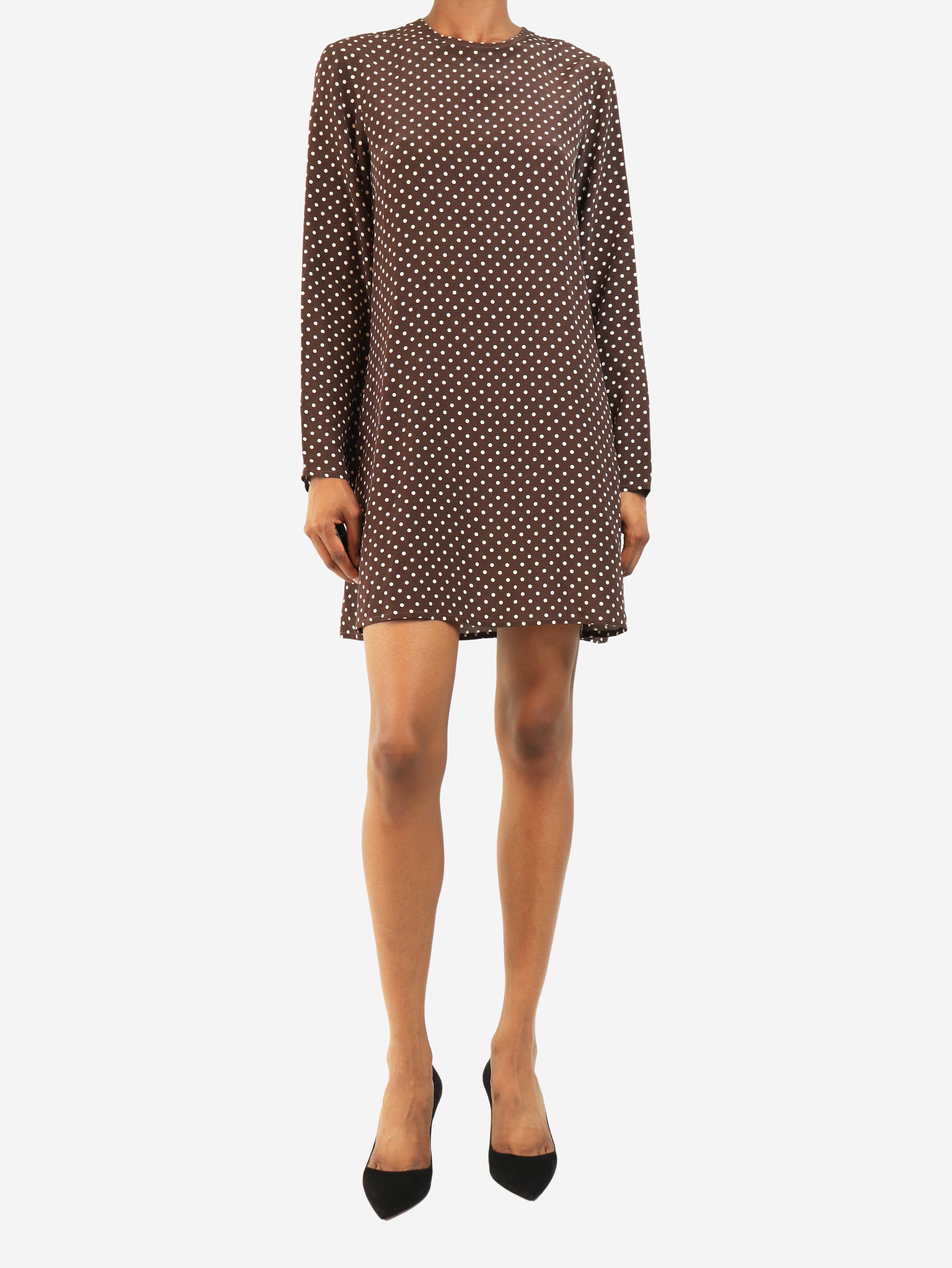 Brown polka dot mini dress - size XS