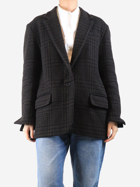 Brown houndstooth wool-blend jacket - size UK 12 product image