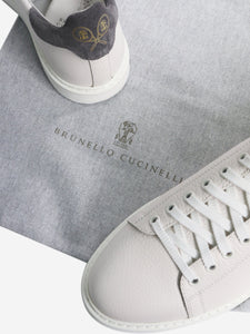 Brunello Cucinelli Light grey leather trainers - size EU 39