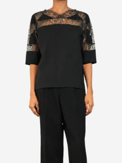 Black short-sleeved lace top - size UK 6 Tops Hermes 