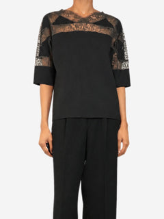Black short-sleeved lace top - size UK 6 Tops Hermes 