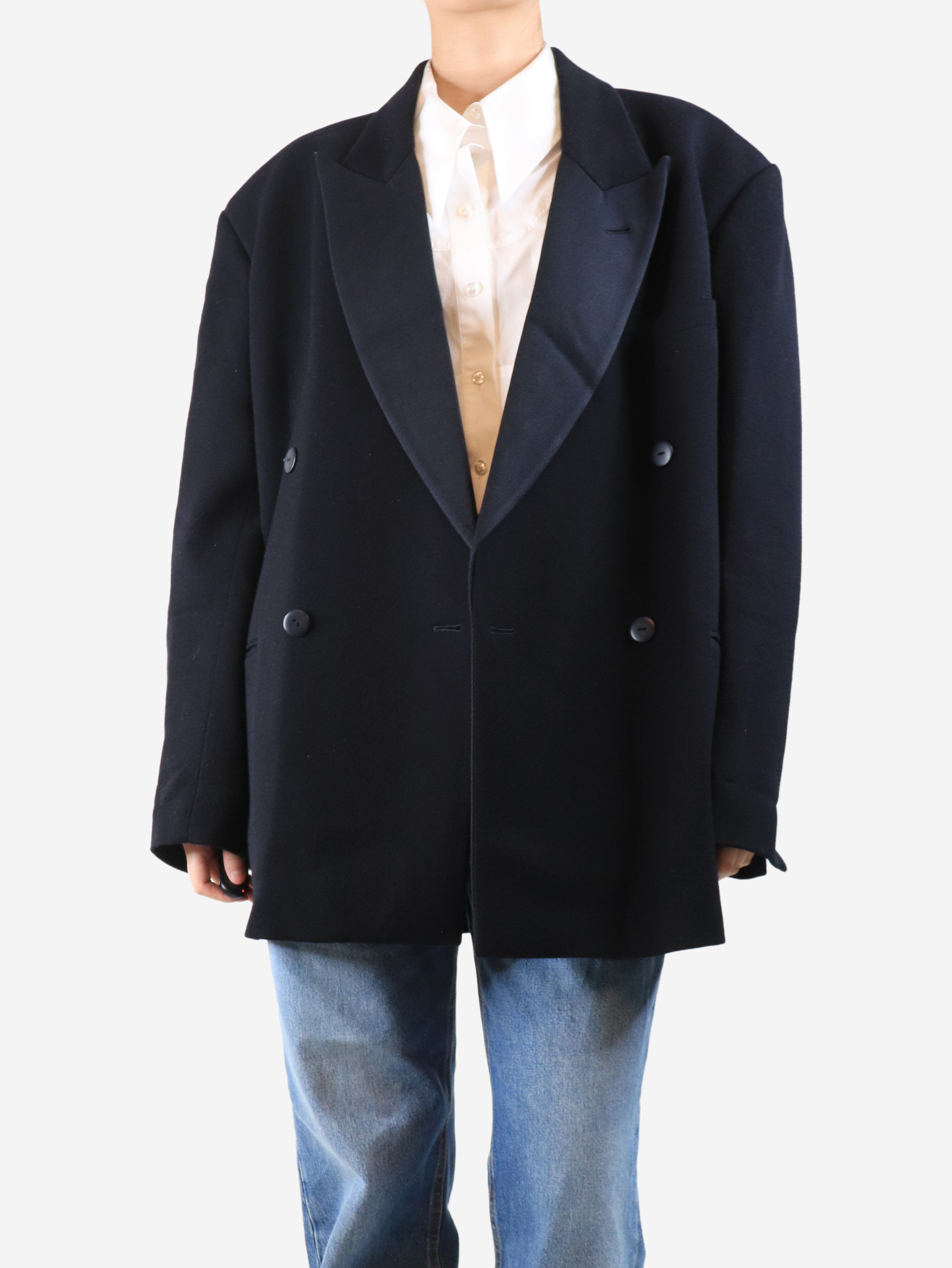 Black double-breasted wool jacket - size UK 10 Coats & Jackets Raey 