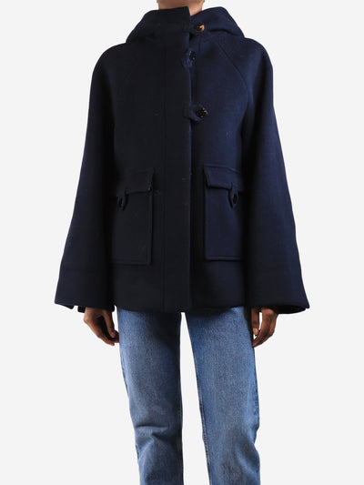 Navy blue hooded wool jacket - size XS Coats & Jackets Ganni 
