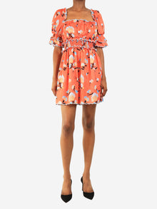 Orange floral printed mini dress - size UK 6 Dresses self-portrait 