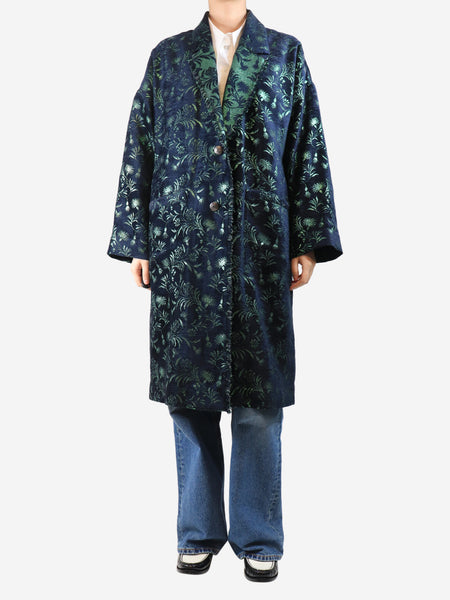 Blue lurex jacquard coat - size UK 12 product image