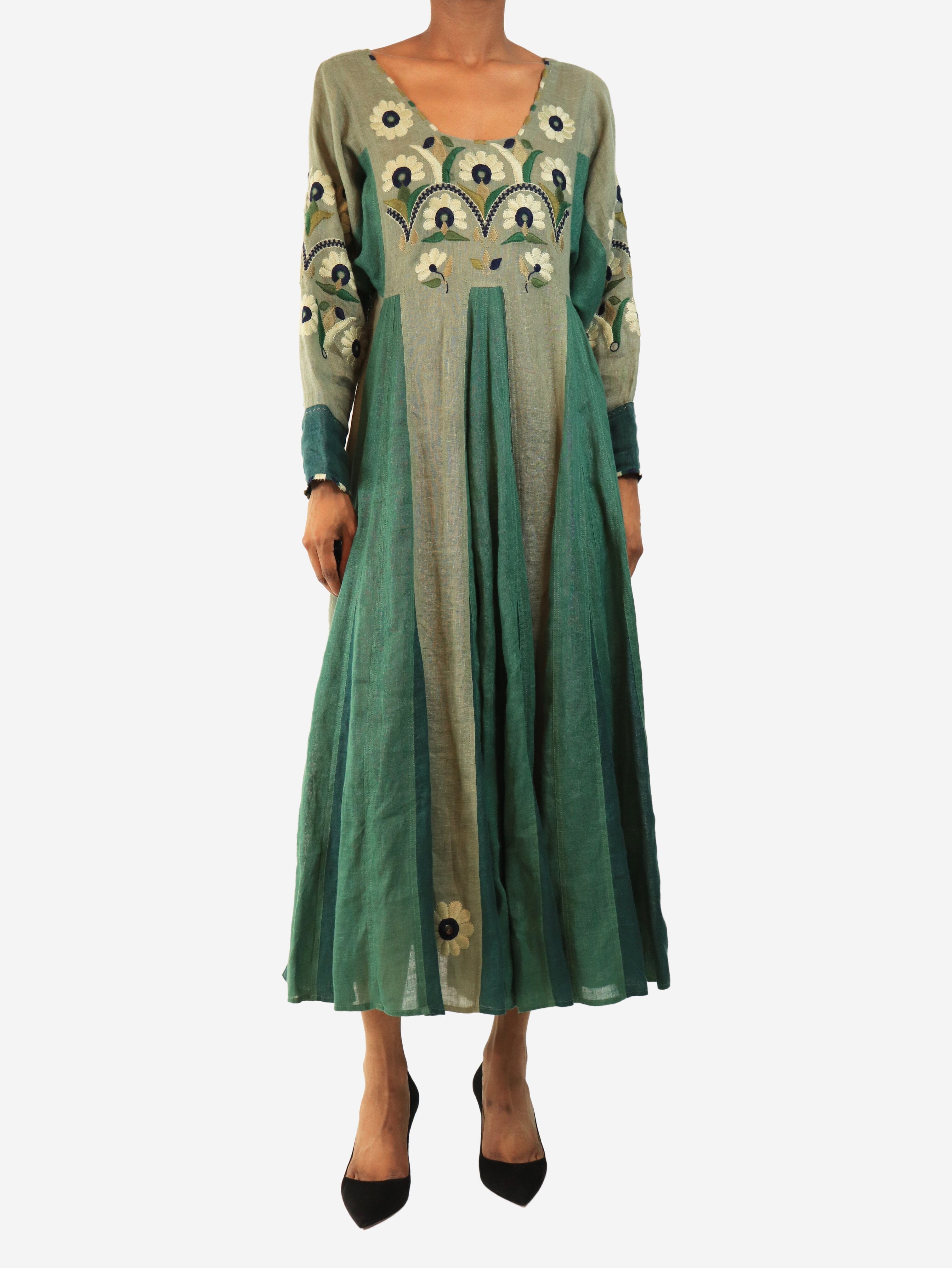 Green floral two-tone maxi dress - size XS Dresses Vita Kin 