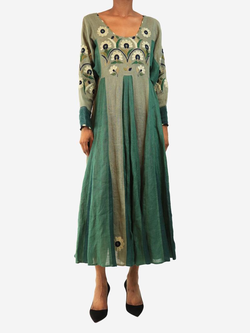 Green floral two-tone maxi dress - size XS Dresses Vita Kin 