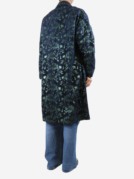 Blue lurex jacquard coat - size UK 12 alternate image