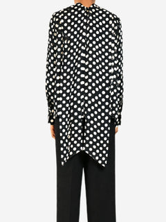 Black polka-dot long sleeved blouse - size UK 6 Tops Essentiel Antwerp 