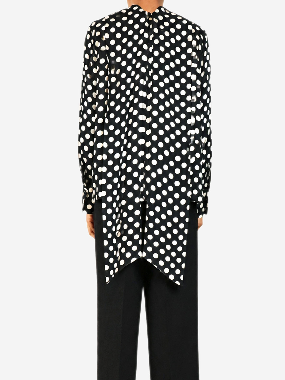 Black polka-dot long sleeved blouse - size UK 6 Tops Essentiel Antwerp 