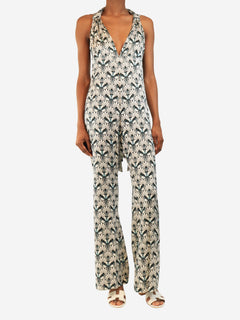 White and black silk printed jumpsuit - size UK 8 Dresses Seren 