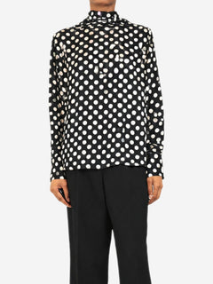 Black polka-dot long sleeved blouse - size UK 6 Tops Essentiel Antwerp 