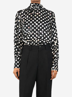 Black polka-dot long sleeved blouse - size UK 6 Tops Essentiel Antwerp 
