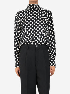 Black polka-dot long sleeved blouse - size UK 6 Tops Essentiel Antwerp 