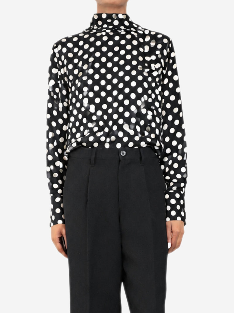 Black polka-dot long sleeved blouse - size UK 6 Tops Essentiel Antwerp 