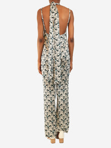 White and black silk printed jumpsuit - size UK 8 Dresses Seren 