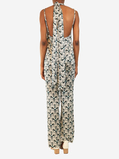 White and black silk printed jumpsuit - size UK 8 Dresses Seren 