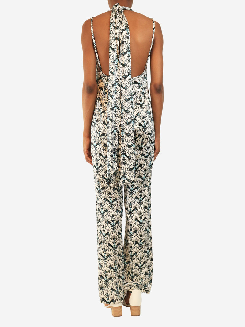 White and black silk printed jumpsuit - size UK 8 Dresses Seren 