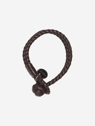 Dark brown braided leather bracelet Bracelets Bottega Veneta 