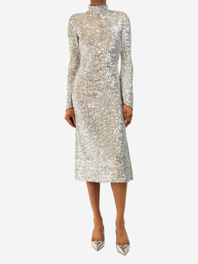 Silver sequin midi dress - size UK 6 Dresses Rebecca Vallance 