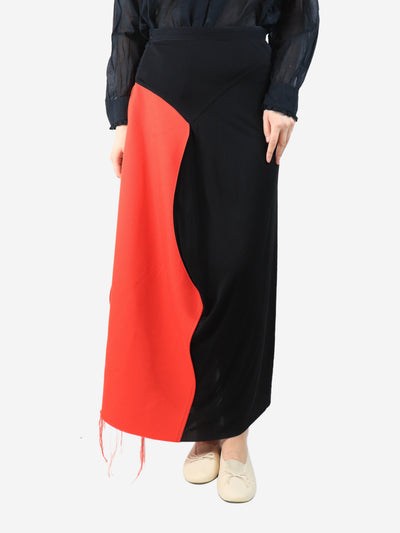 Red and black asymmetric panelled midi skirt - size UK 12 Skirts Celine 