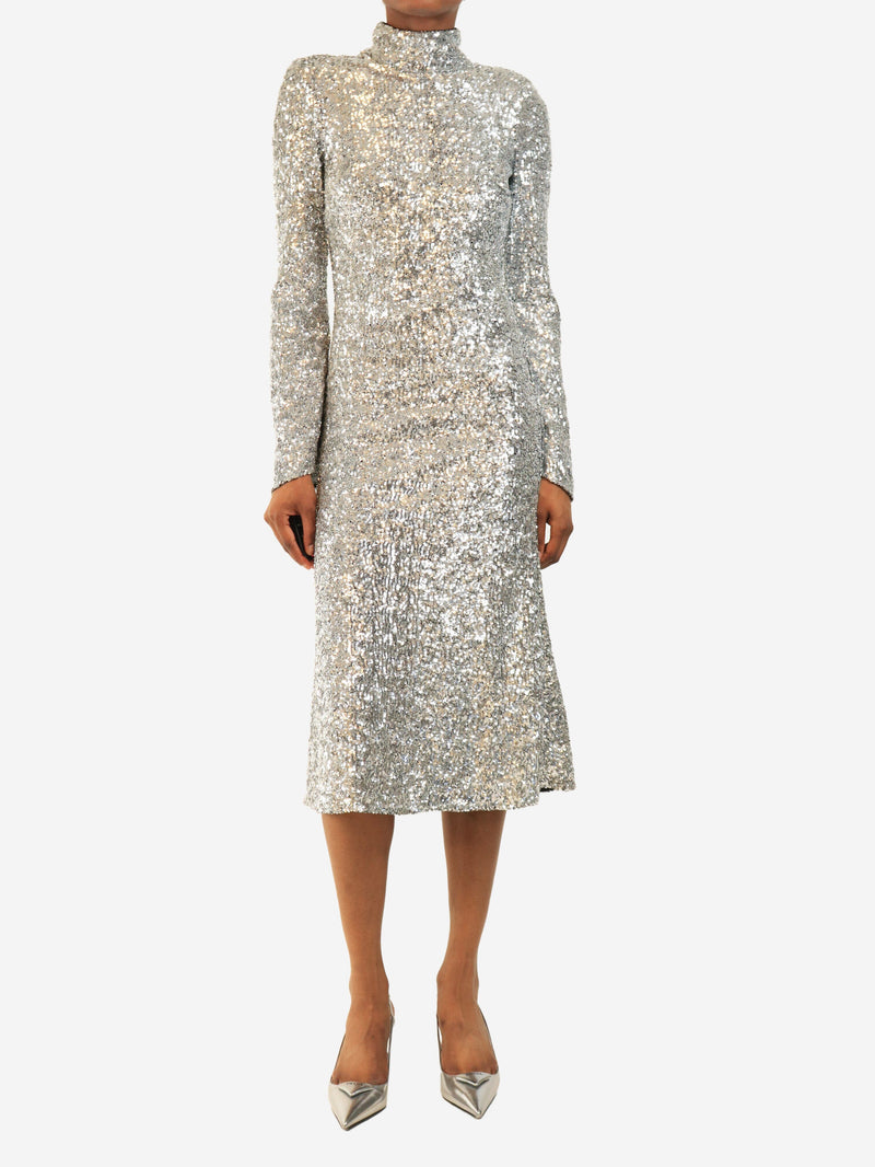 Silver sequin midi dress - size UK 6 Dresses Rebecca Vallance 