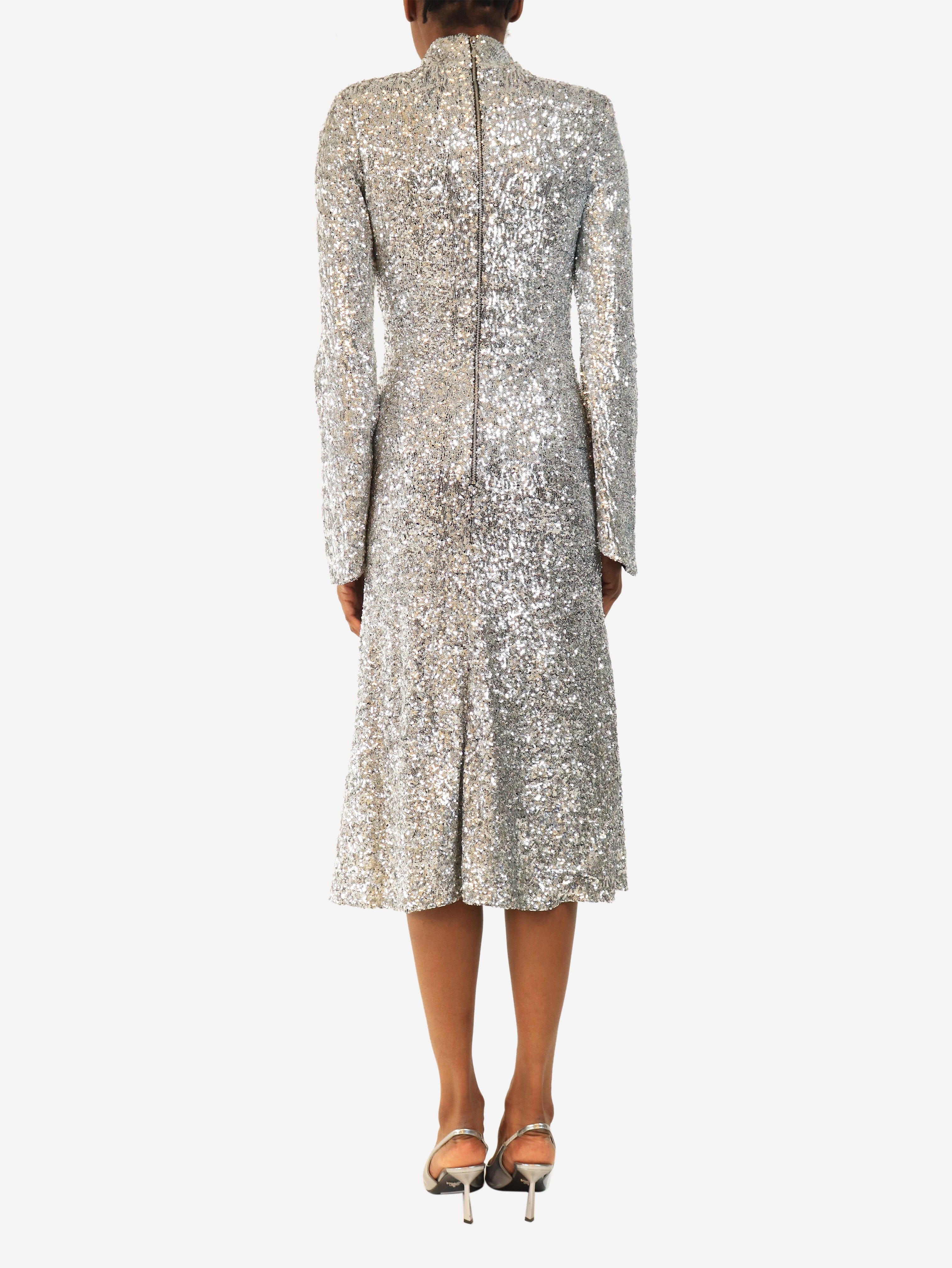 Silver sequin midi dress - size UK 6 Dresses Rebecca Vallance 