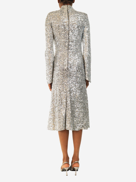Silver sequin midi dress - size UK 6 alternate image