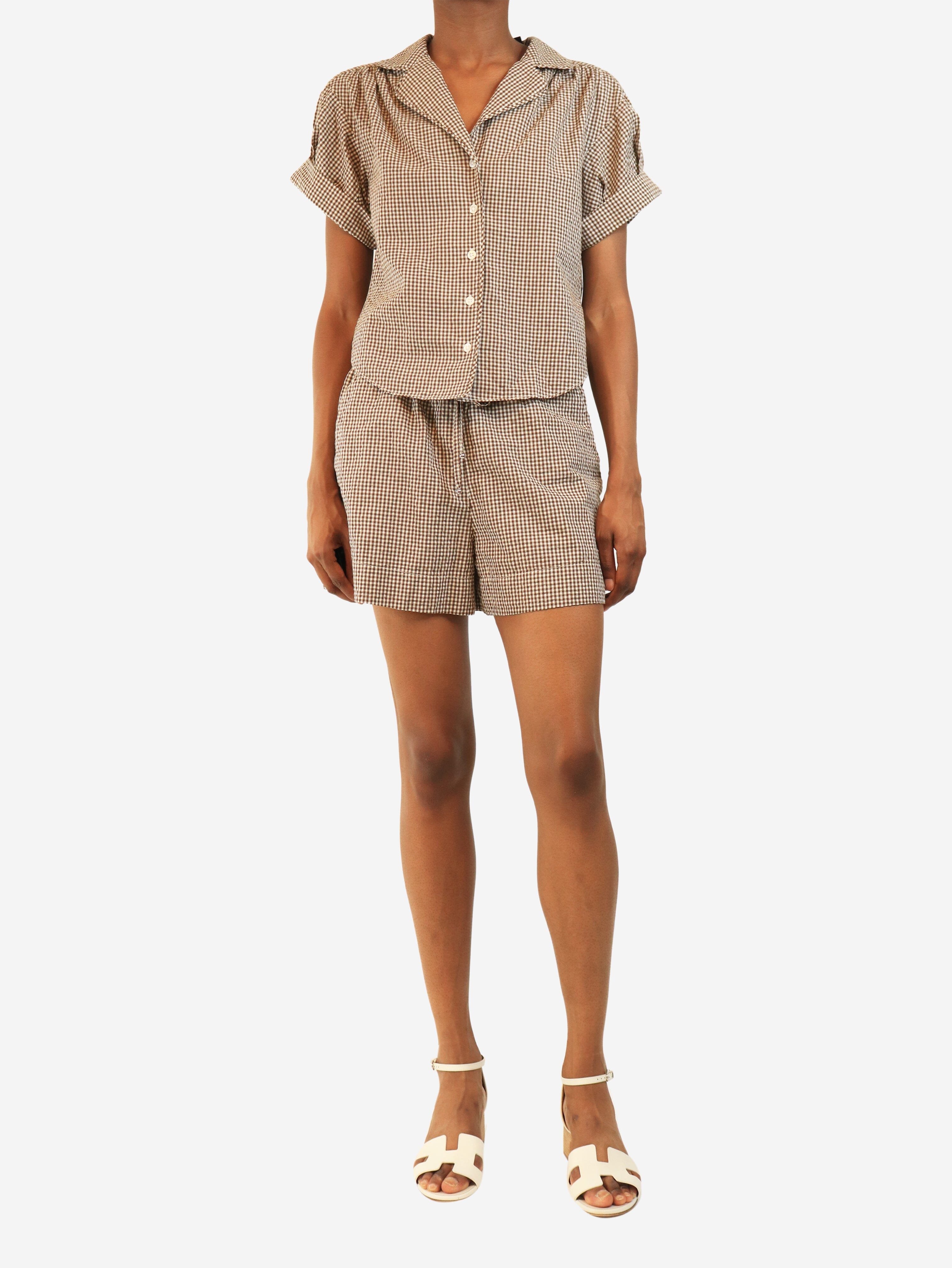 Brown gingham shirt and shorts set - size XS Sets Veronica Beard 