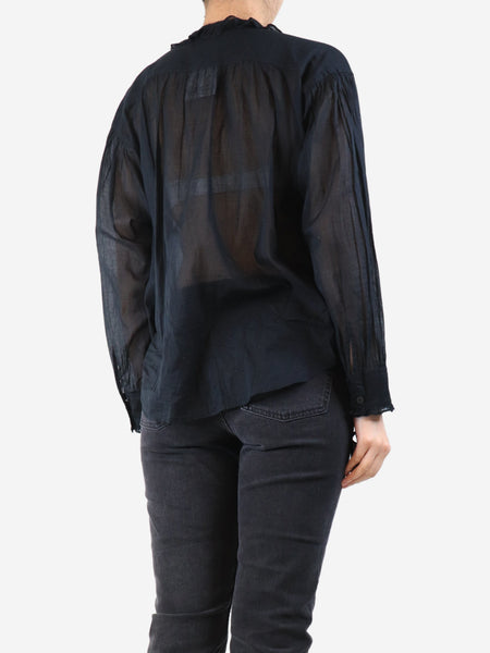Black sheer frill top - size UK 12 alternate image