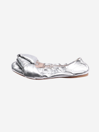 Silver metallic leather ballet flats - size EU 39 Flat Shoes Miu Miu 